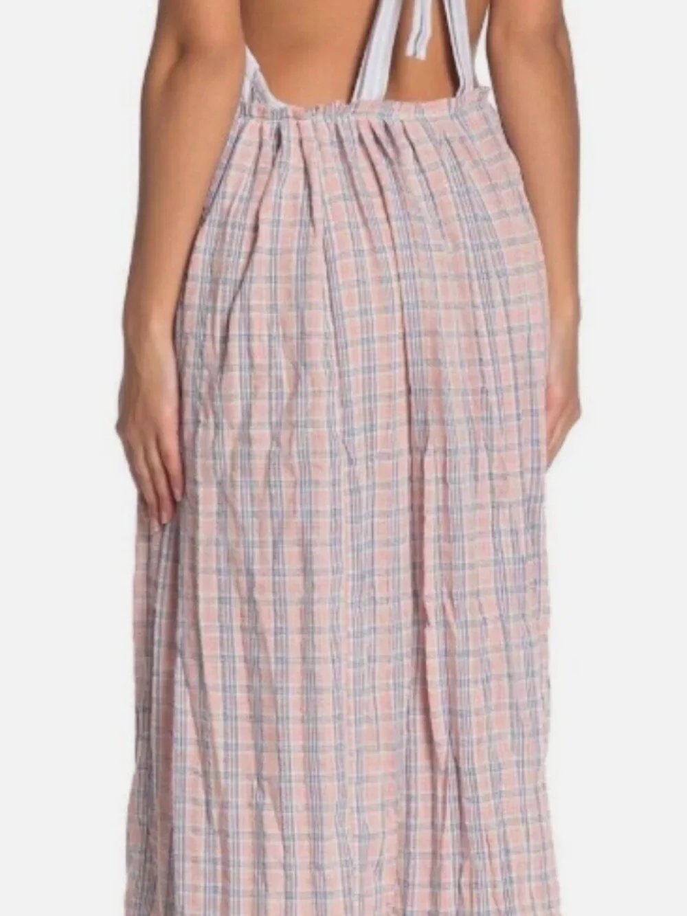 NWT Free People Women's Halter Dress Size Medium Plaid Midi Boho